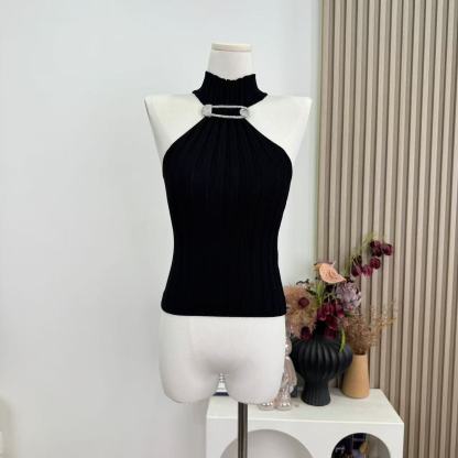 2026 Spring/Summer New Sleeveless Turtleneck Knit Sweater