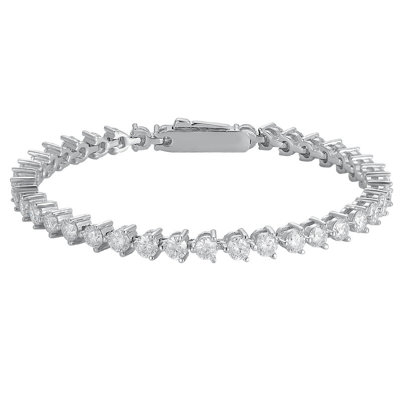 Three-prong hidden clasp moissanite bracelet for women, made of sterling silver, with a niche design, light luxury, fully encrusted with diamonds, tennis chain, shining and versatile