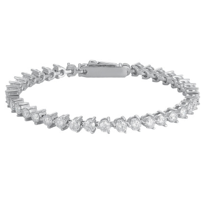 Three-prong hidden clasp moissanite bracelet for women, made of sterling silver, with a niche design, light luxury, fully encrusted with diamonds, tennis chain, shining and versatile