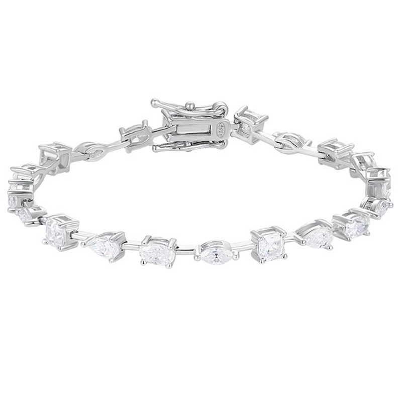 Moissanite pear-shaped, dome-shaped, marquise-shaped, and irregular-shaped diamond bracelet made of sterling silver, simple and fashionable, popular European and American jewelry