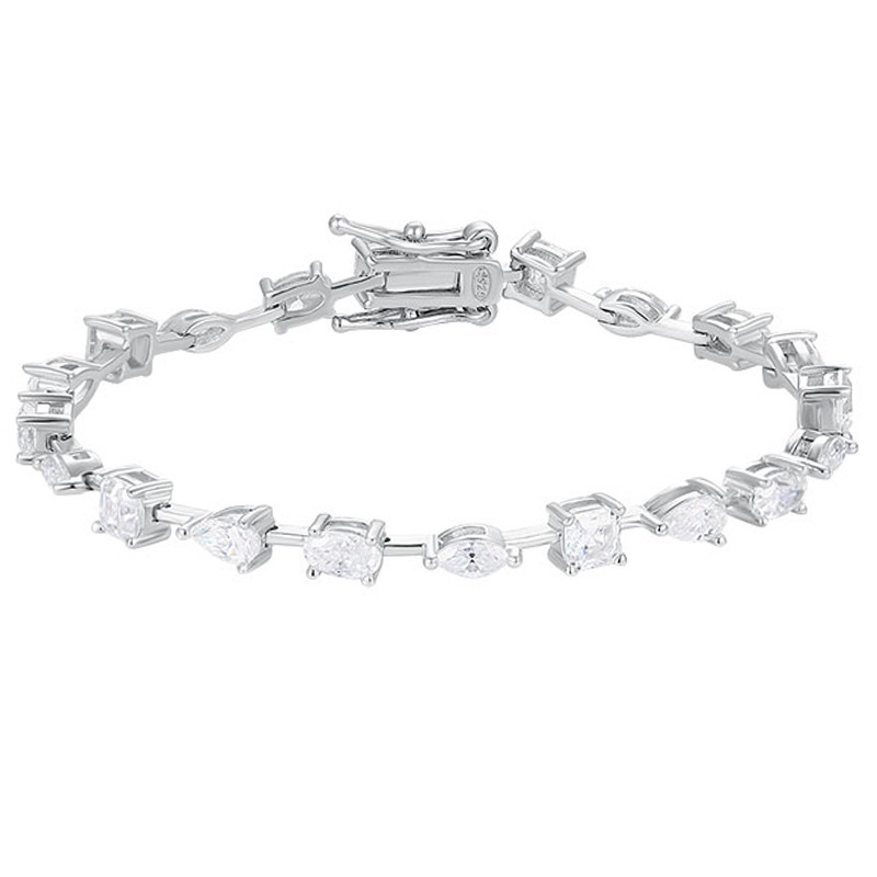 Moissanite pear-shaped, dome-shaped, marquise-shaped, and irregular-shaped diamond bracelet made of sterling silver, simple and fashionable, popular European and American jewelry