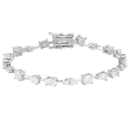 Moissanite pear-shaped, dome-shaped, marquise-shaped, and irregular-shaped diamond bracelet made of sterling silver, simple and fashionable, popular European and American jewelry