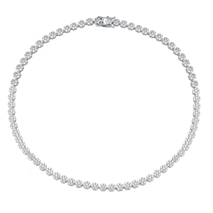 Double-secure moissanite plum blossom necklace for women, simple and versatile, super shiny collarbone chain, exquisite neck chain, birthday gift for girlfriend
