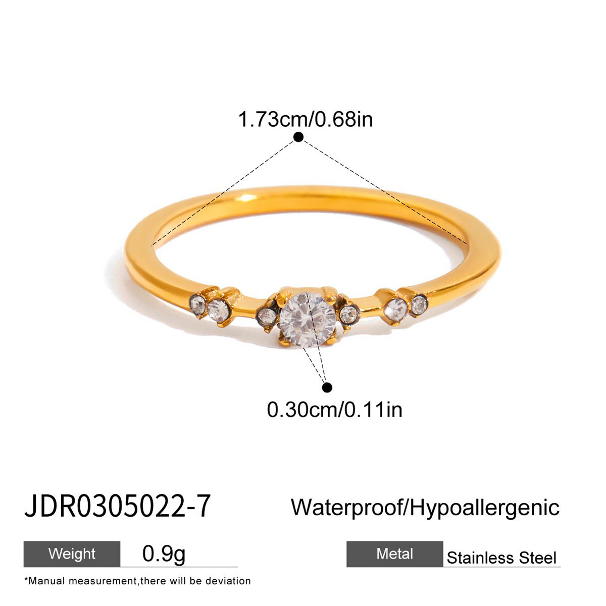 Jieding titanium steel zircon ring, light luxury high-end jewelry, non-fading women's ring, stainless steel cross-border accessory