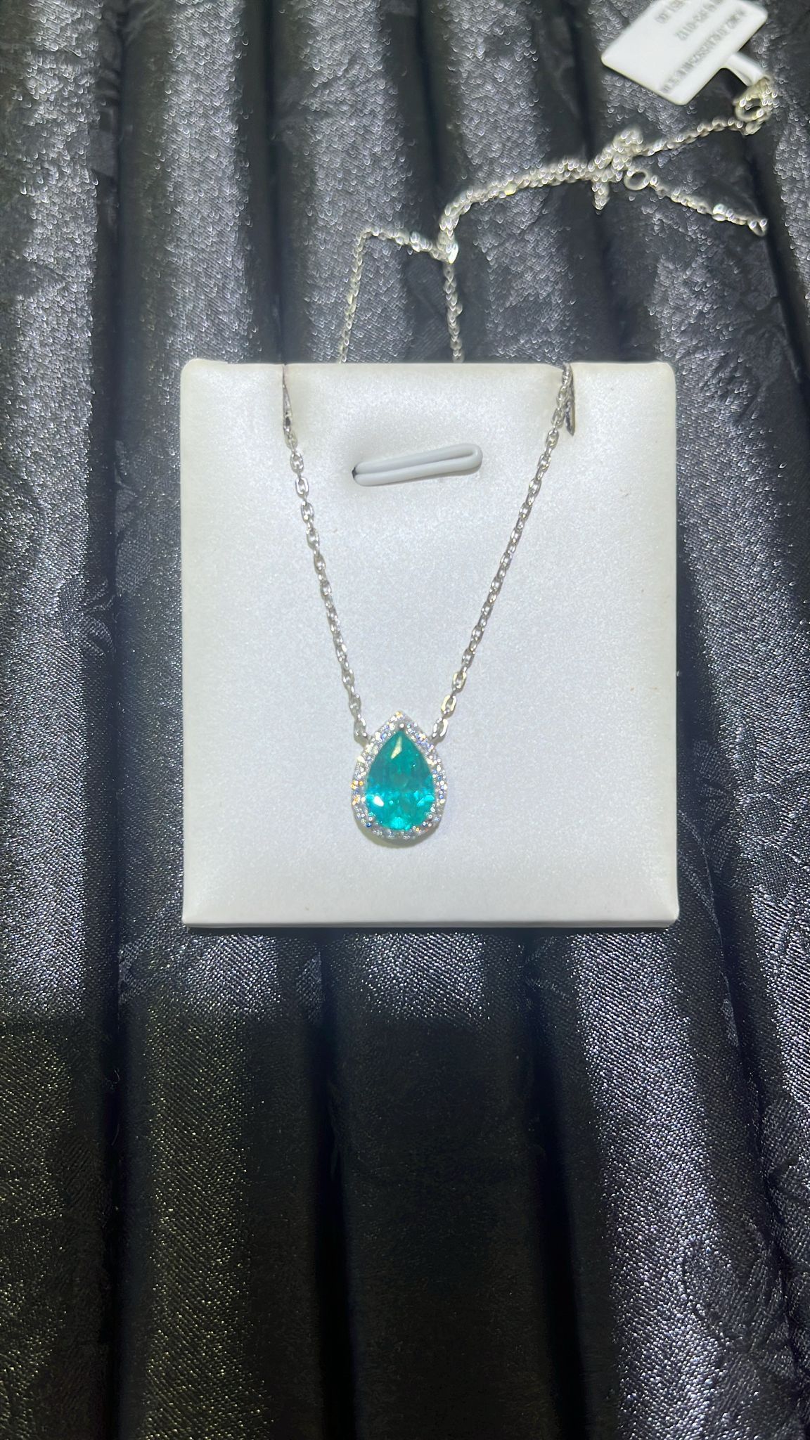 H13 TEARDROP PARAYIBA SURR MOS DIA NECKLACE