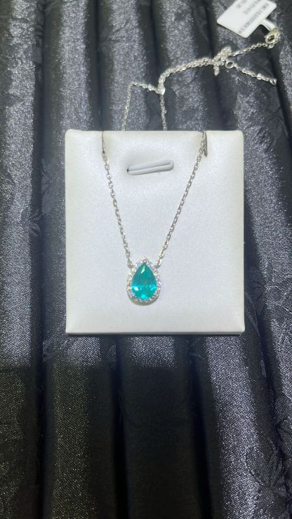 H13 TEARDROP PARAYIBA SURR MOS DIA NECKLACE