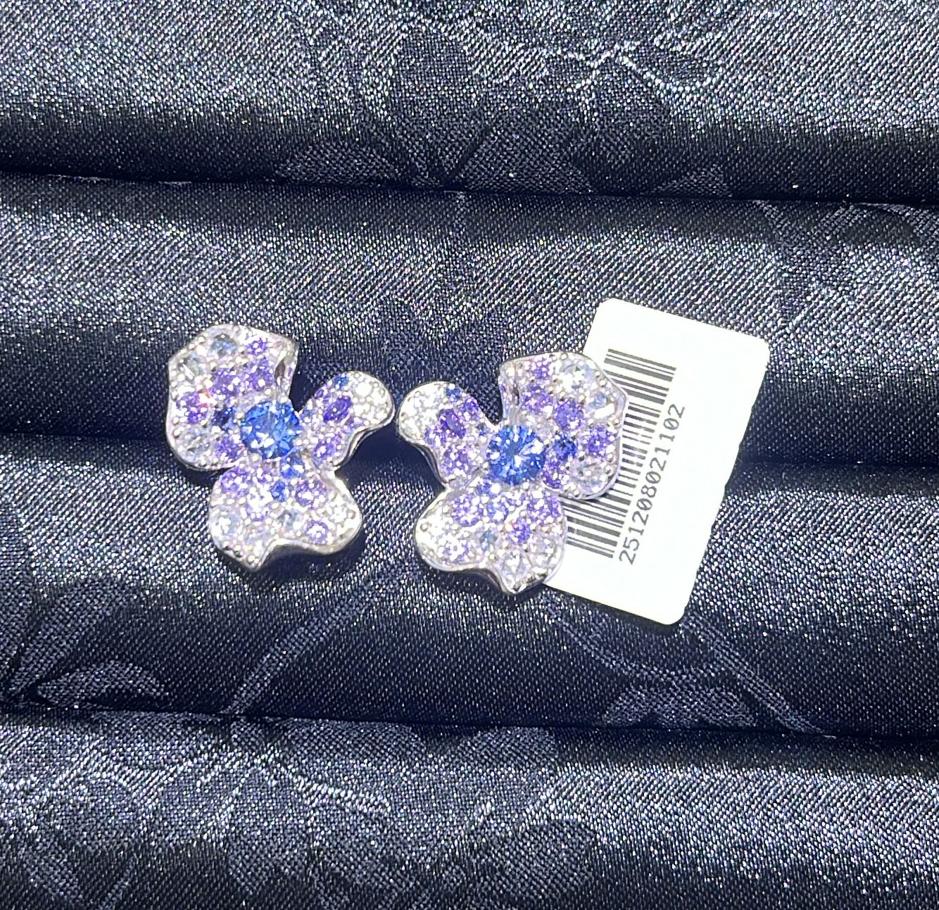 H61 LABGROWN BLUE + PURPLE FLOWER EARSTUD