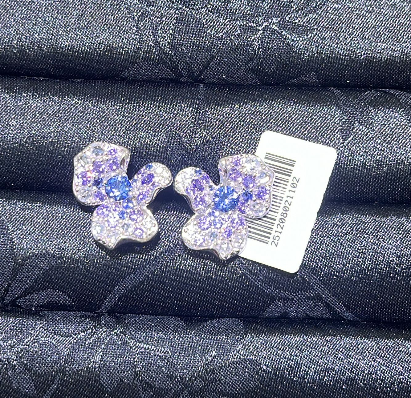 H61 LABGROWN BLUE + PURPLE FLOWER EARSTUD