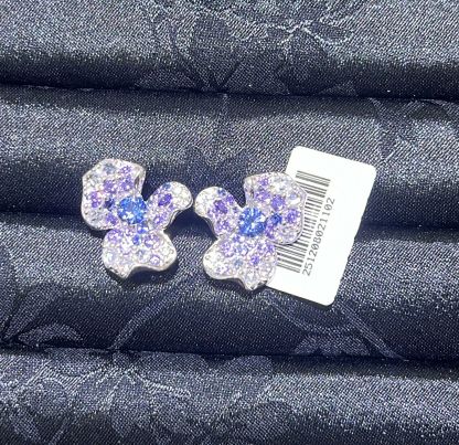 H61 LABGROWN BLUE + PURPLE FLOWER EARSTUD