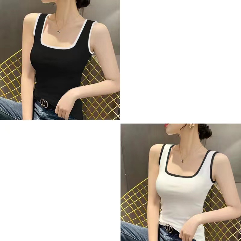 Modal Spring and Summer New Square Neck Camisole for Women, Plus Size, Slim Fit, Suitable for Both Outerwear and Layering