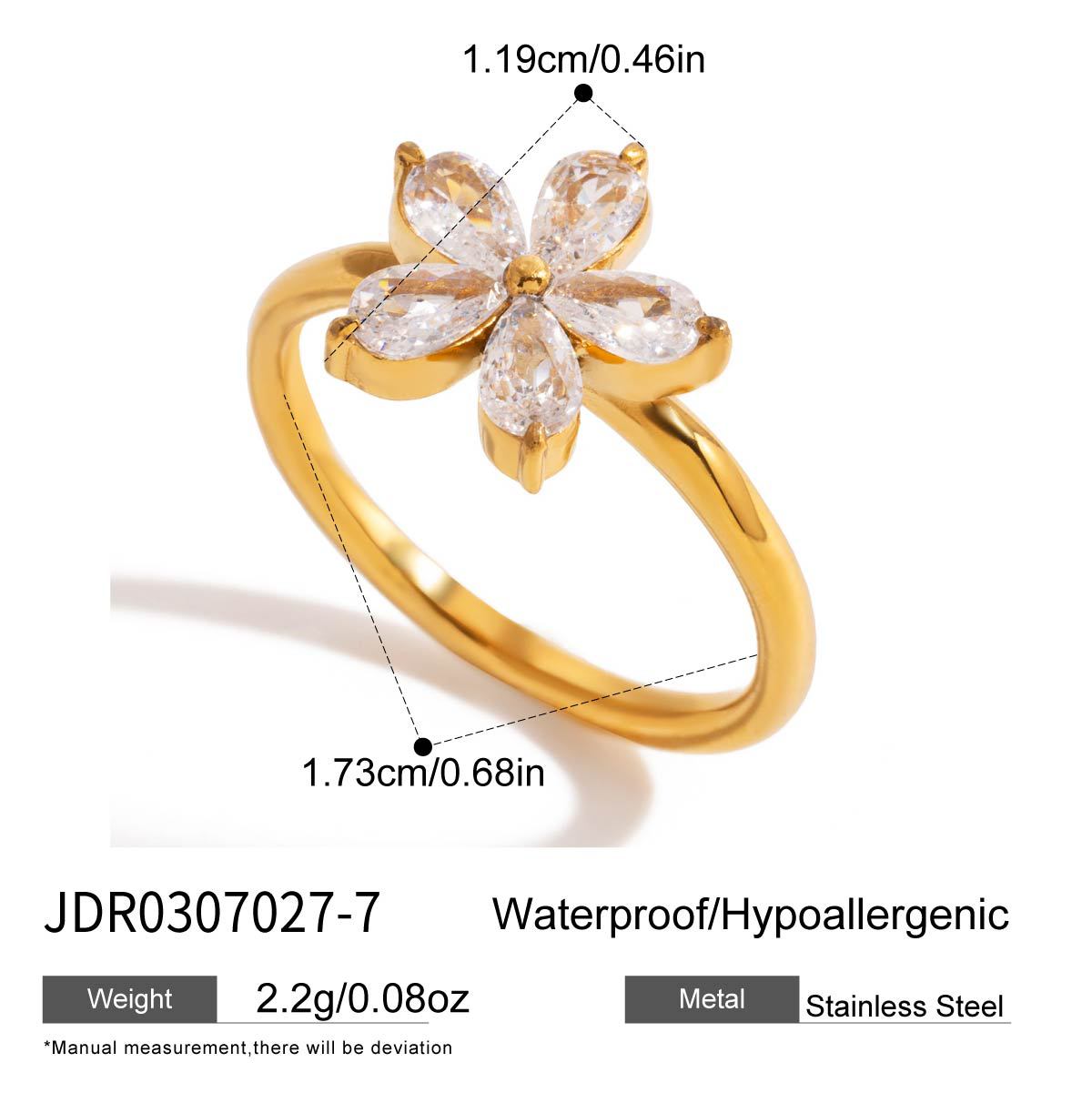 Jieding titanium steel zircon ring, light luxury high-end jewelry, non-fading women's ring, stainless steel cross-border accessory