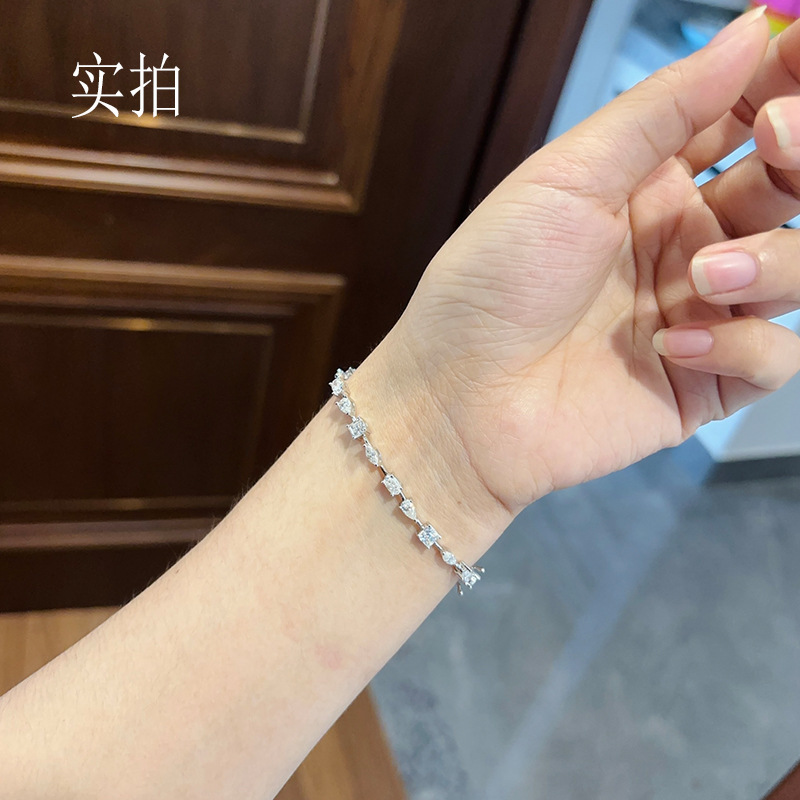 Moissanite pear-shaped, dome-shaped, marquise-shaped, and irregular-shaped diamond bracelet made of sterling silver, simple and fashionable, popular European and American jewelry