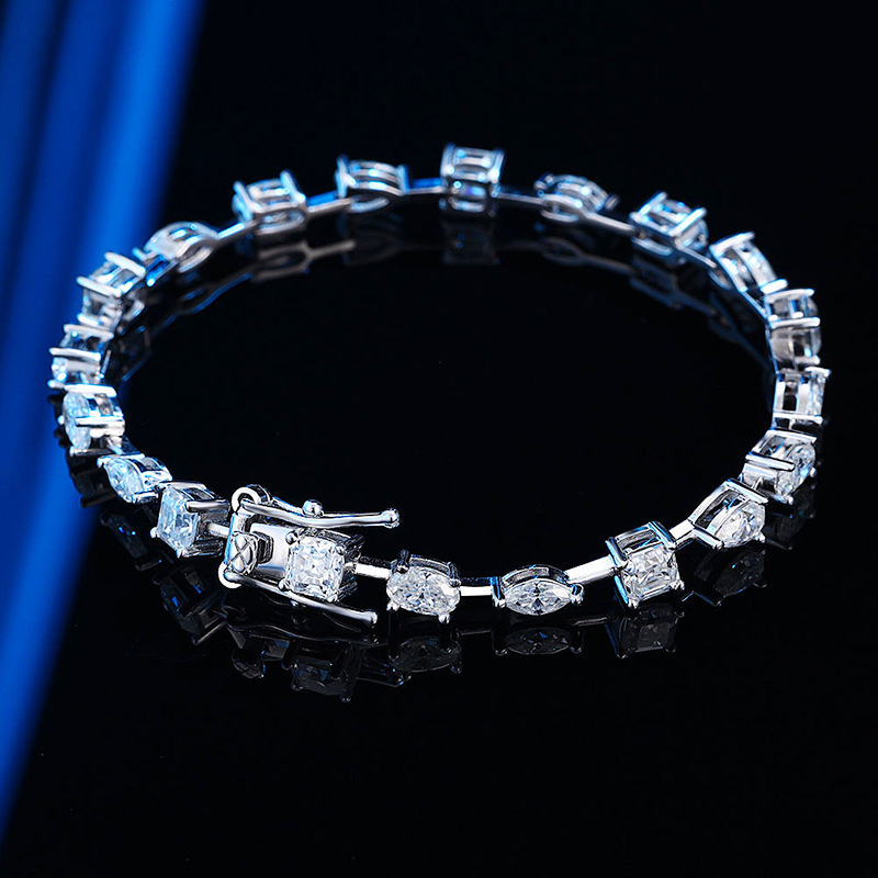 Moissanite pear-shaped, dome-shaped, marquise-shaped, and irregular-shaped diamond bracelet made of sterling silver, simple and fashionable, popular European and American jewelry