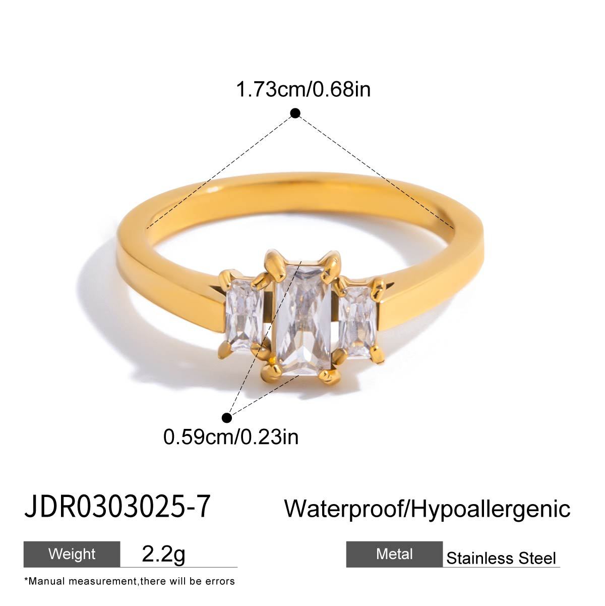 Jieding titanium steel zircon ring, light luxury high-end jewelry, non-fading women's ring, stainless steel cross-border accessory