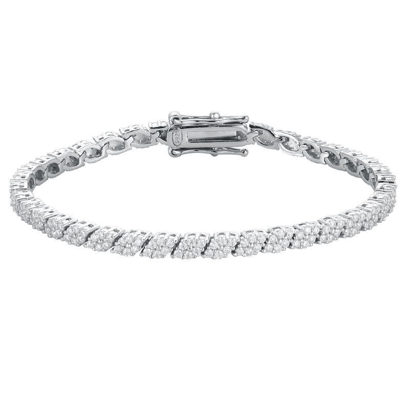 Moissanite prismatic bracelet for women, made of sterling silver, with a niche design, fully encrusted with diamonds, simple and versatile, eye-catching and sparkling, cross-border jewelry