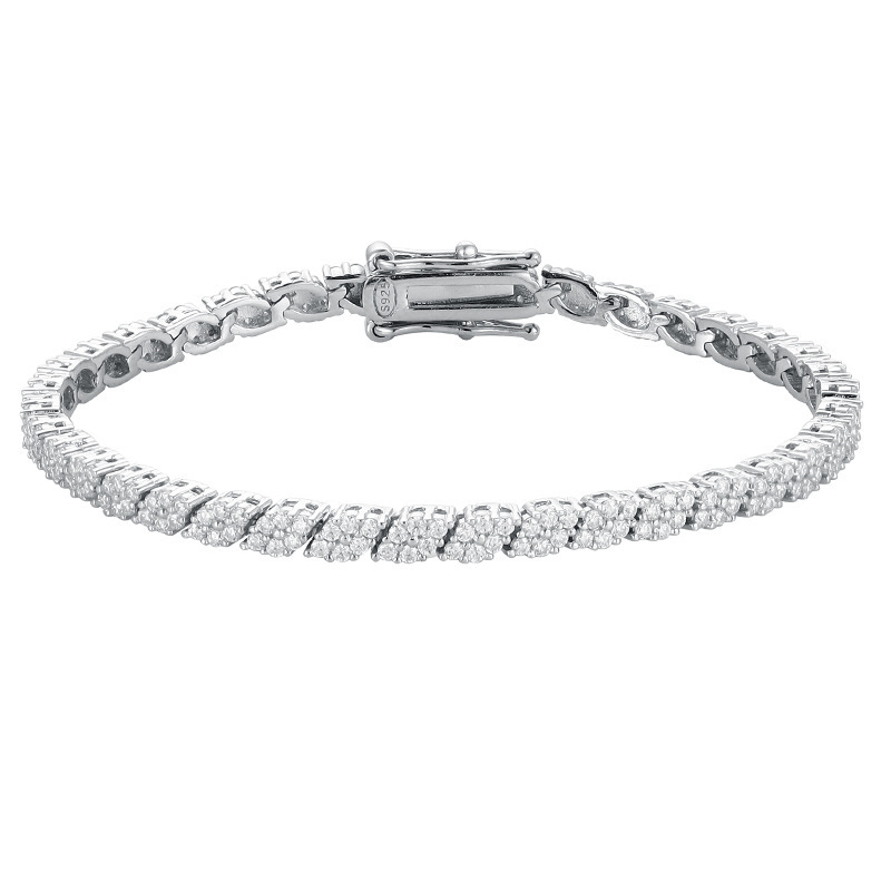 Moissanite prismatic bracelet for women, made of sterling silver, with a niche design, fully encrusted with diamonds, simple and versatile, eye-catching and sparkling, cross-border jewelry