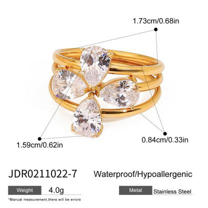 Jieding titanium steel zircon ring, light luxury high-end jewelry, non-fading women's ring, stainless steel cross-border accessory