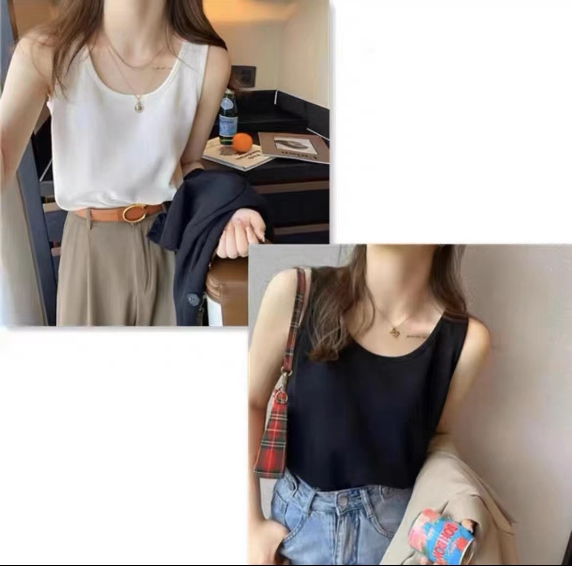 Waffle knit spring and summer new plus-size camisole for women, loose-fitting, tummy-covering, suitable for outerwear or as a base layer, sleeveless top