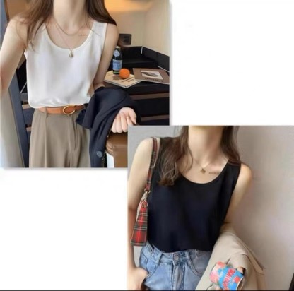 Waffle knit spring and summer new plus-size camisole for women, loose-fitting, tummy-covering, suitable for outerwear or as a base layer, sleeveless top