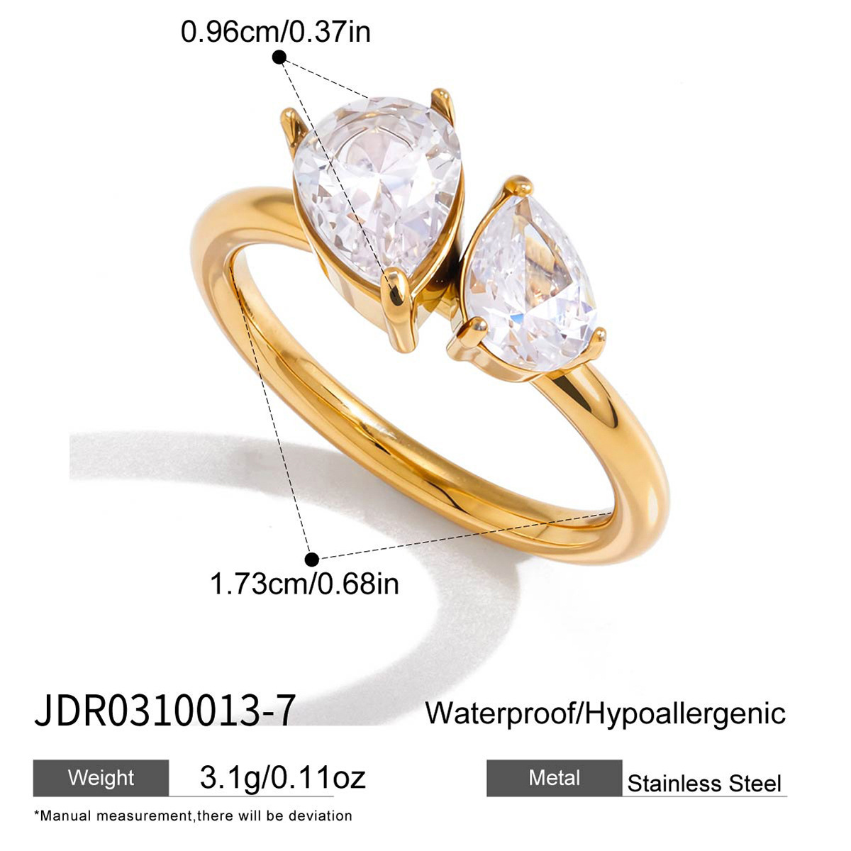 Jieding titanium steel zircon ring, light luxury high-end jewelry, non-fading women's ring, stainless steel cross-border accessory