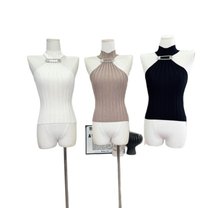 2026 Spring/Summer New Sleeveless Turtleneck Knit Sweater