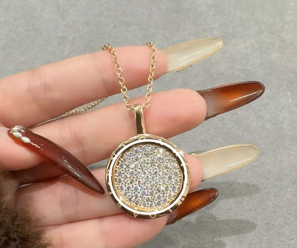 High-end Baohome 2025 new model, fully inlaid with diamonds, round necklace, light luxury niche high-fashion pendant, simple design