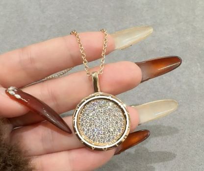 High-end Baohome 2025 new model, fully inlaid with diamonds, round necklace, light luxury niche high-fashion pendant, simple design