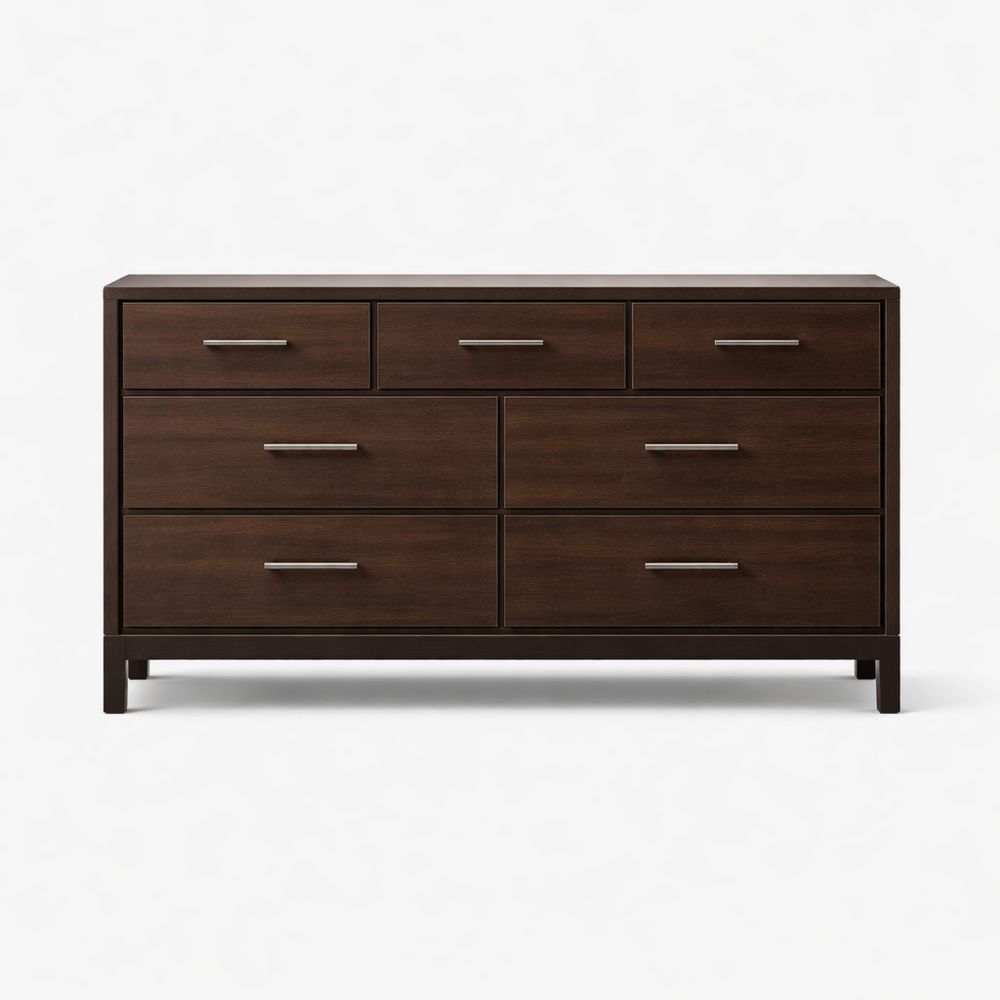 Dark brown wooden seven-drawer cabinet-Easevello