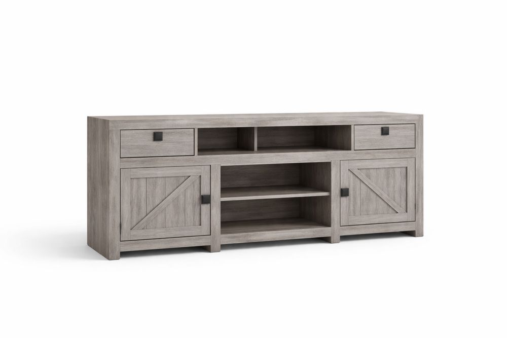 Wood TV Console with Drawers and Shelves Gray-Interanil
