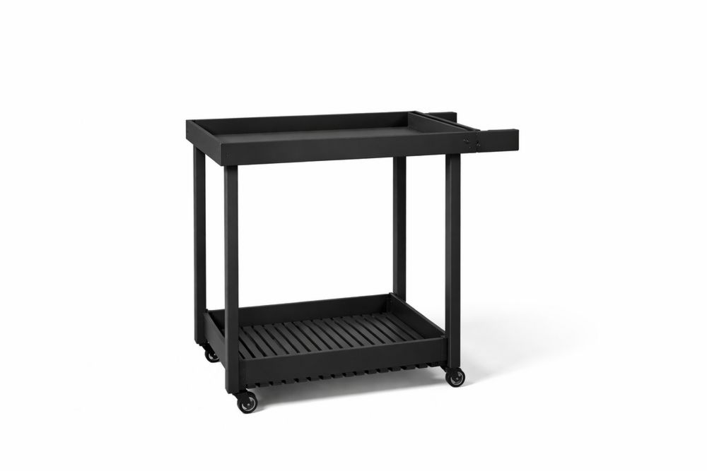 Black Steel Rolling Utility Cart with Handle-Interanil