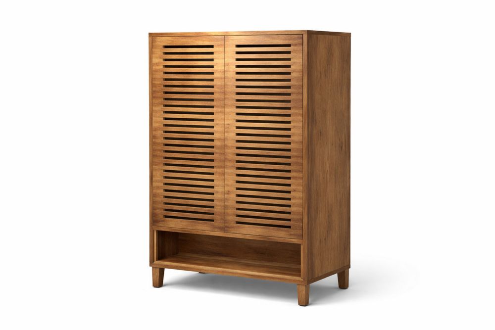 Wooden Louvered Cabinet Oak-Interanil