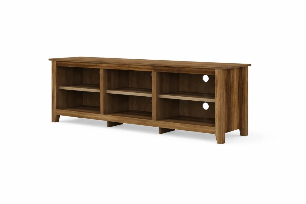 Particleboard Media Console Stand with Open Shelves Brown TV Stands-Interanil