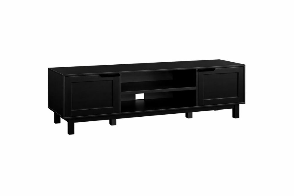 Black Wooden TV Stand with Cabinets and Shelves 120x40x45cm-Interanil