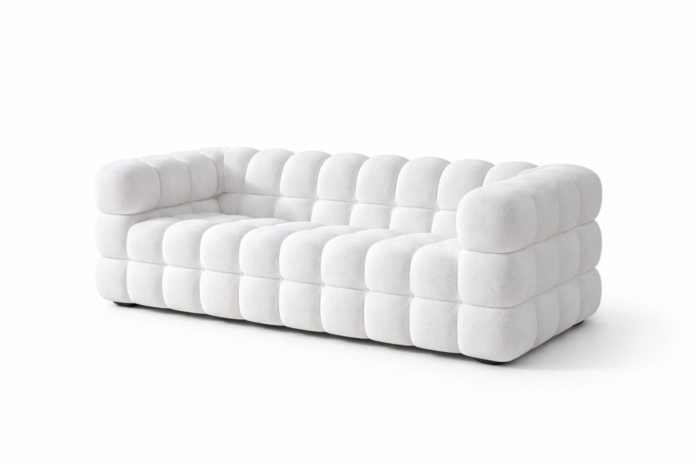 White Upholstered 3-Seater Sofa with Pillow Design-Interanil