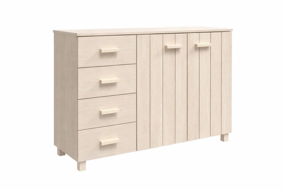 Wooden Cabinet with 4 Drawers and 2 Doors Light Wood Finish 120x40x85 cm-Interanil