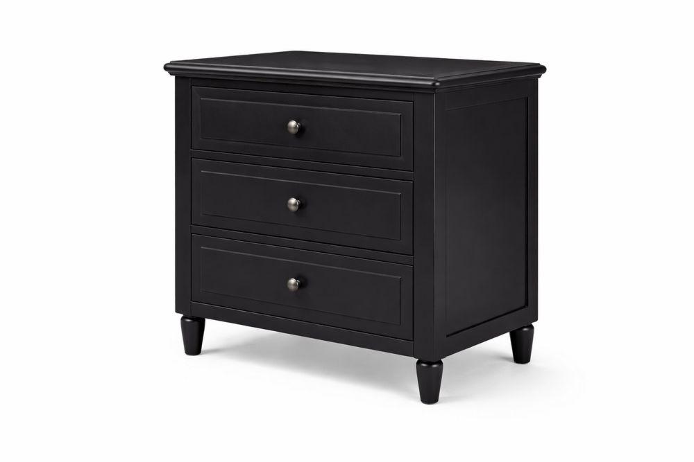 Three-Drawer Solid Wood Nightstand with steel Knobs-Interanil