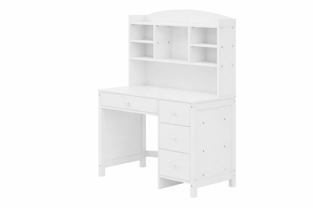 Wooden Desk with Hutch and Drawers White 115cm x 60cm x 145cm-Interanil