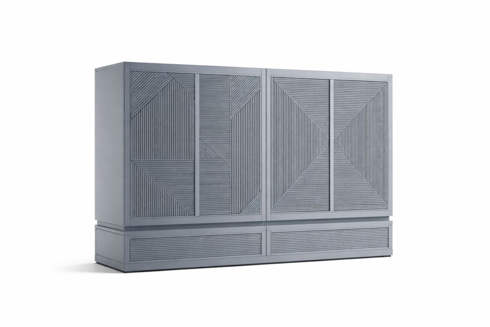 Wooden Cabinet with Sliding Doors  180x90x45 cm Grey-Interanil