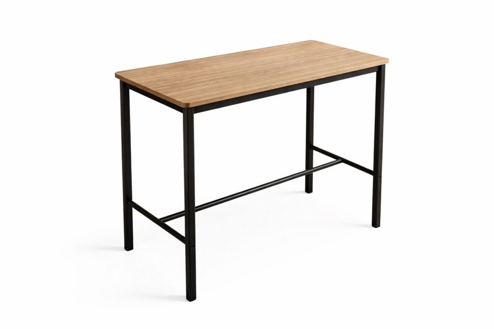 Wood Veneer Top steel Frame Rectangle Desk, Natural Wood/Black, 120cm x 60cm x 90cm-Interanil