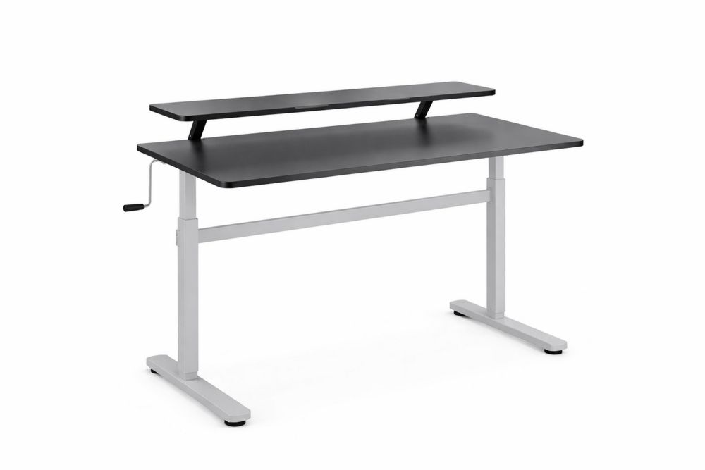 Adjustable Height Desk with Manual Crank MDF Desktop Steel Frame 120x60×75 to 115 cm-Interanil