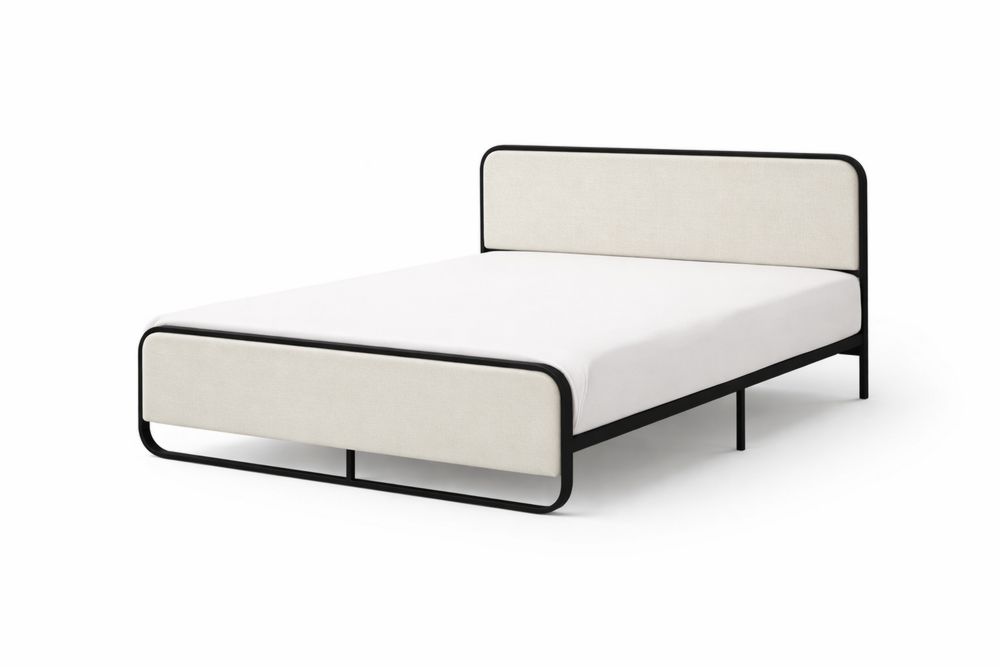 steel Bed Frame with Fabric Upholstery King Size-Interanil