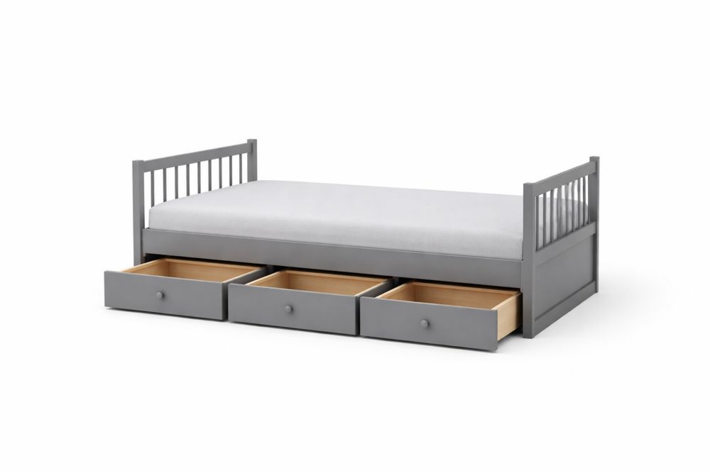 Twin bed with Drawers Grey Woo-Interanil