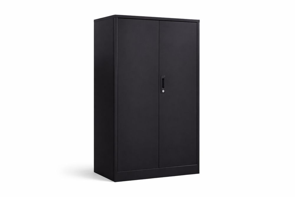 Black Steel Storage Cabinet with Adjustable Shelves 180cm x 90cm x 40cm-Interanil