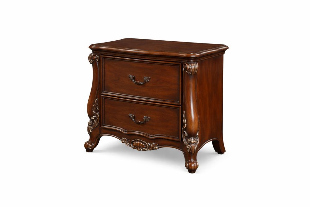 Wood Nightstand with Two Drawers-Interanil