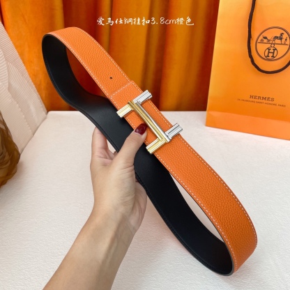 愛馬仕】Hermes 原單愛馬仕，寬3.8cm進口原版皮帶身，雙面可兩面用，精品電鍍五金 ！