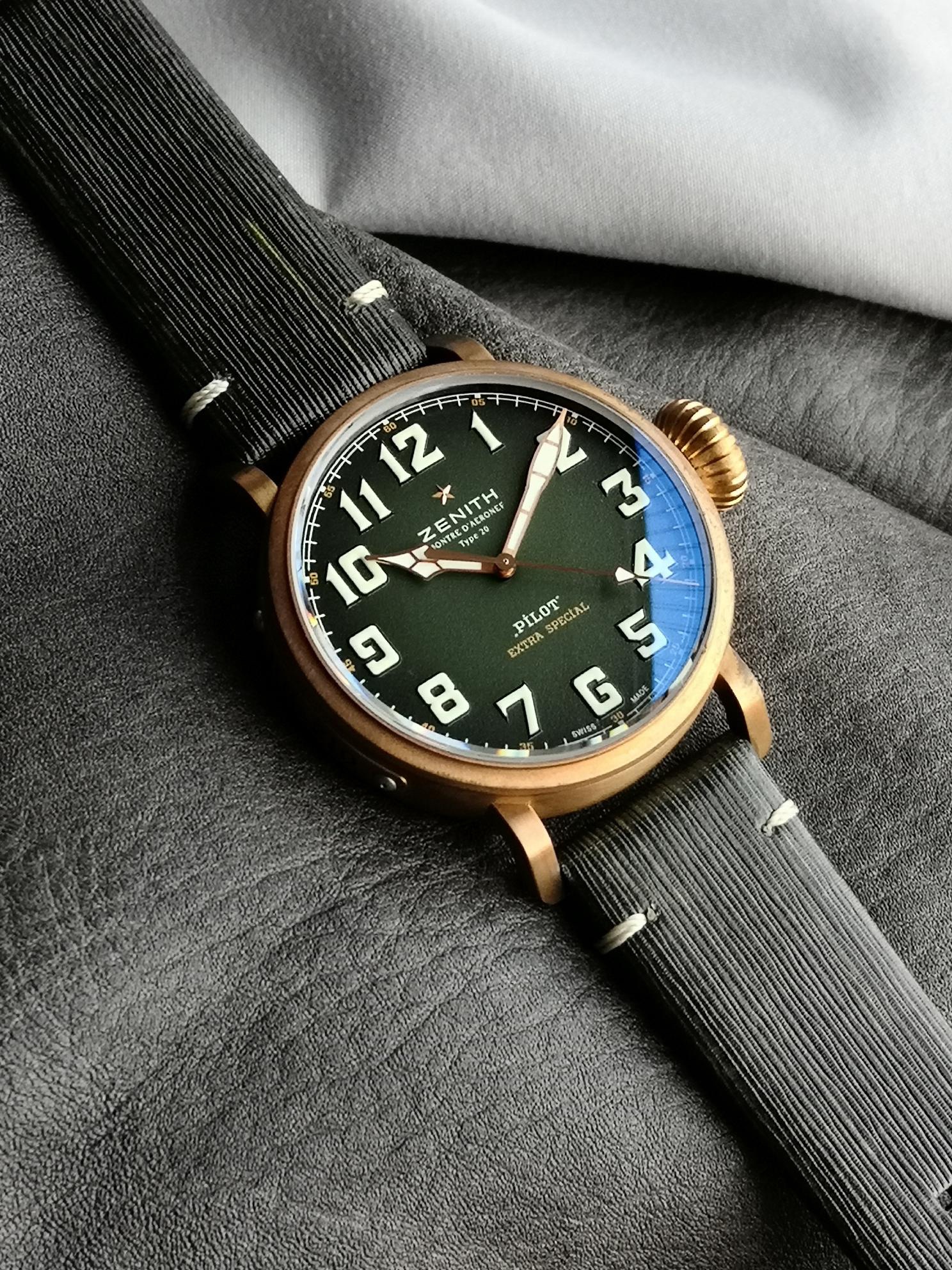 XF限量推薦：真力時飛行員系列29.2430.679/63.1001腕表，青銅表殼，卡其綠色錶盤，9015型自動機械，45毫米。