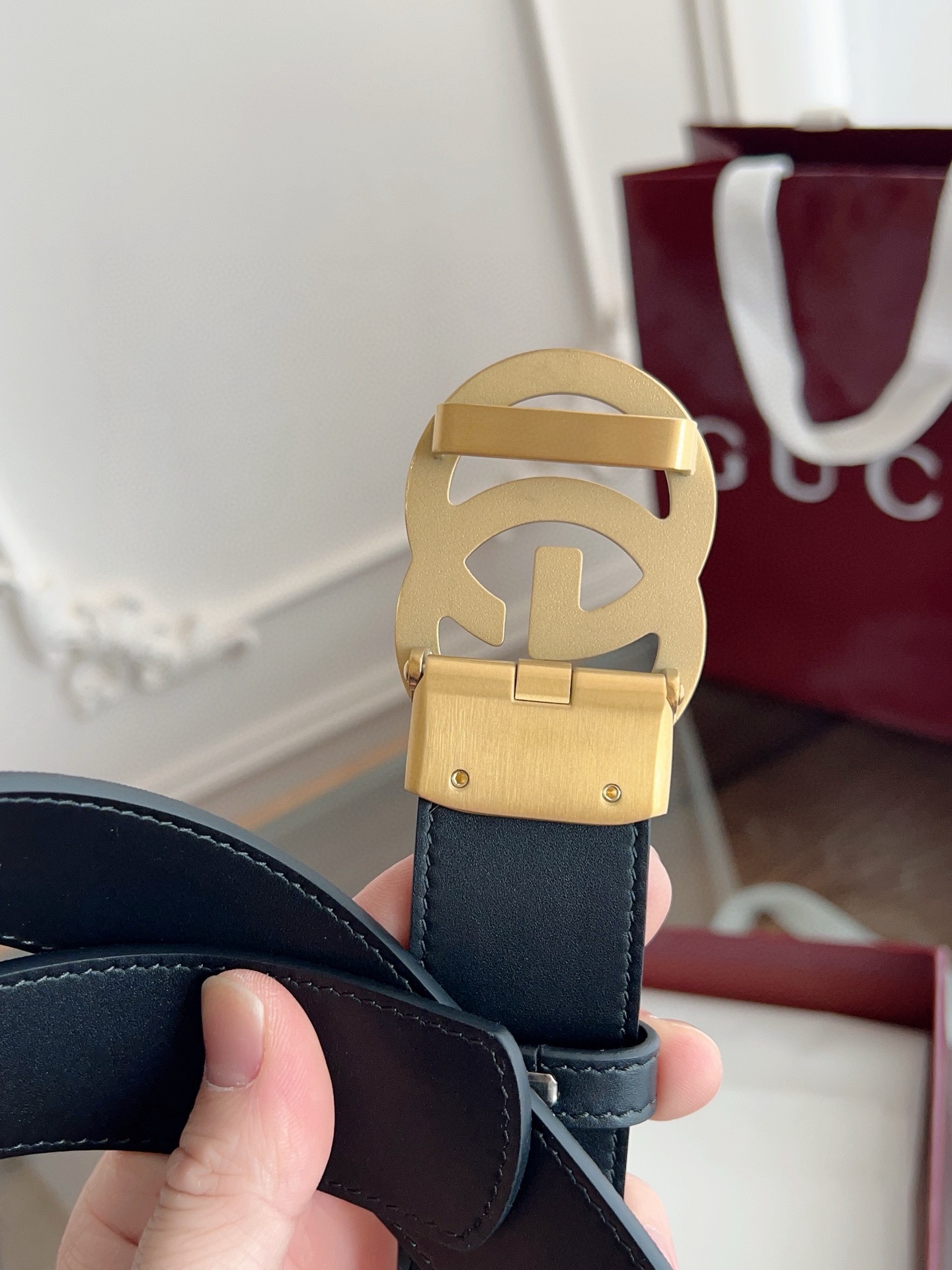 Gucci 古馳 自動平滑扣腰帶 精鋼打造五金 寬度35MM寬 雙面頭層牛皮 自由裁剪設計。