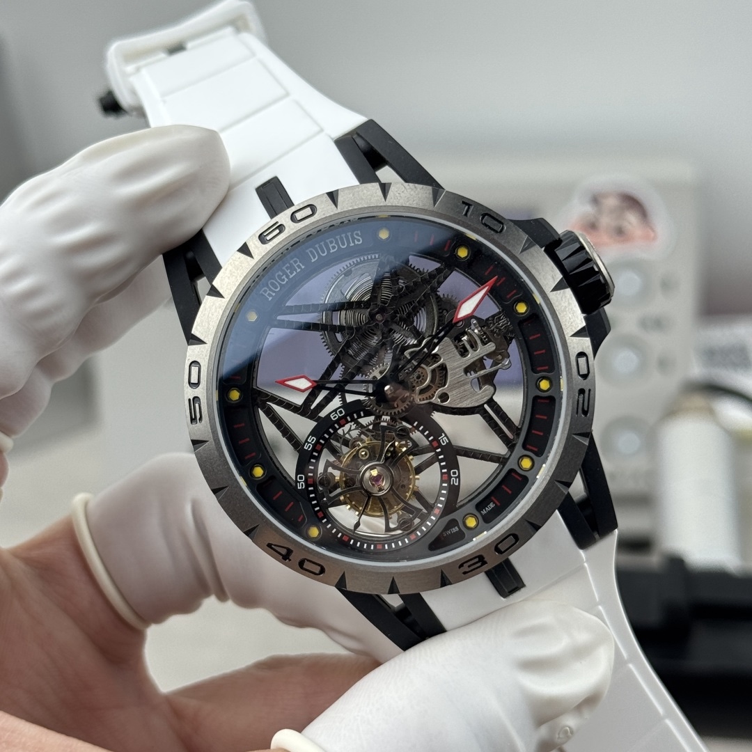 NEW-羅傑杜彼鈦金屬陀飛輪！型號RDDBEX0549腕表/直徑45mm/厚度13.5毫米 /全鏤空海鷗定制RD505S手動上鏈機芯，鈦合金表殼與原裝同步/儲能動力長達50小時。