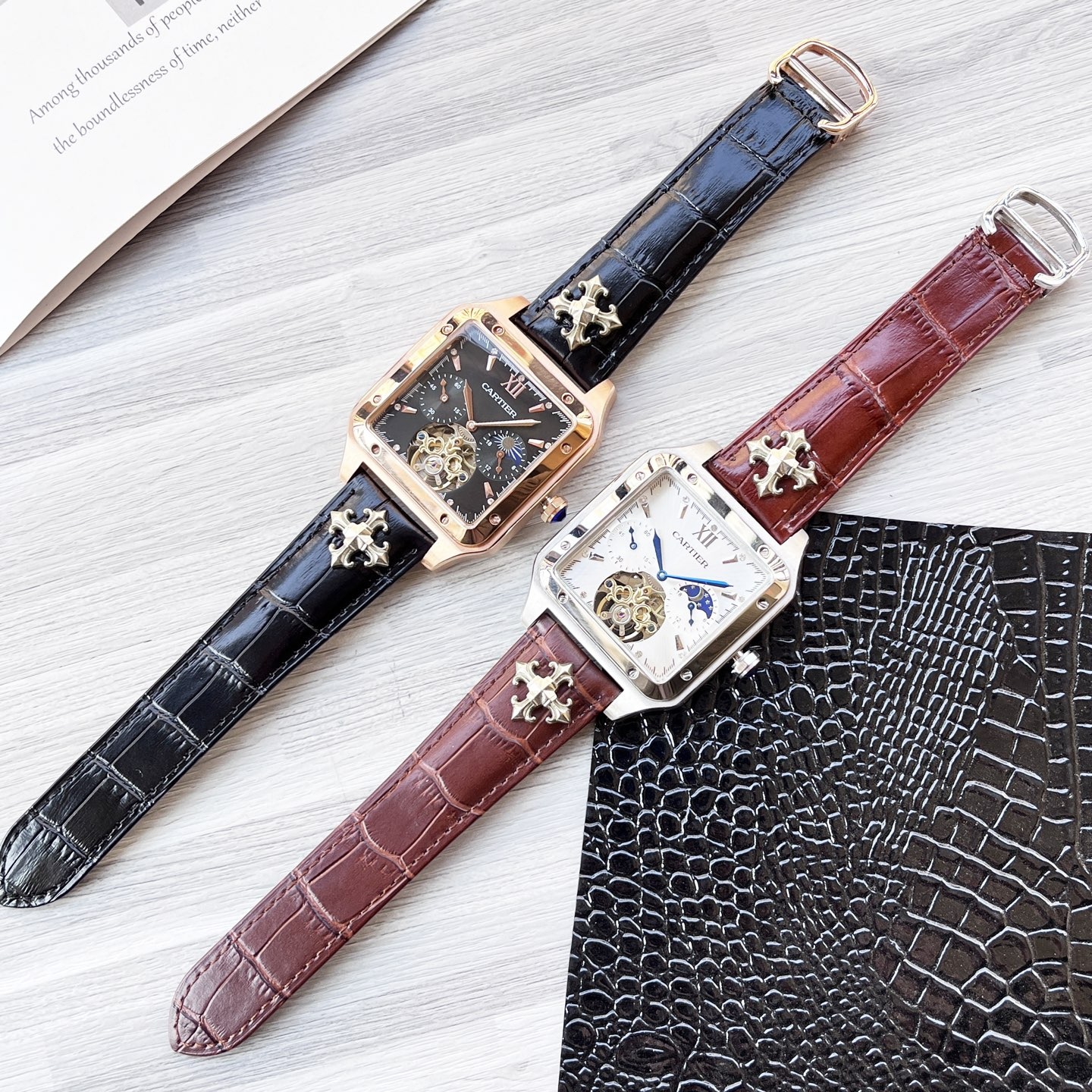 
八角殼系列 精緻百搭🎈🎈
【最新】：卡地亞🔥最新設計🔥大飛輪精品🎈🎈
【類型】：精品男士腕表
【錶帶】：真牛皮錶帶
【機芯】：高端全自動機械機芯
【鏡面】：礦物質強化玻璃（更高清）
品味高雅 浩瀚大氣 匠心獨運 腕間瑰寶
尺寸：直徑42mm厚12mm熱賣上市！歡迎轉載！