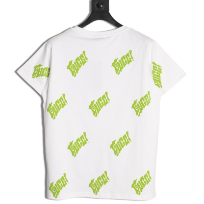 Gucci/古馳 25ss 綠色發泡印花短袖
GUCCI新款T恤採用重磅白色針織棉製成，通體檸檬綠Gucci刺繡倍添清新氣息。
A Size:S-XL